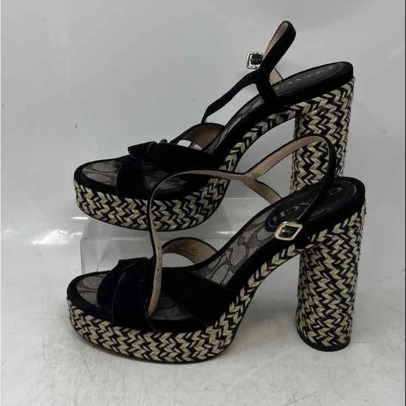 Coach Shoes - Coach Women's Black Platform Woven-Detail High Heel Sandals